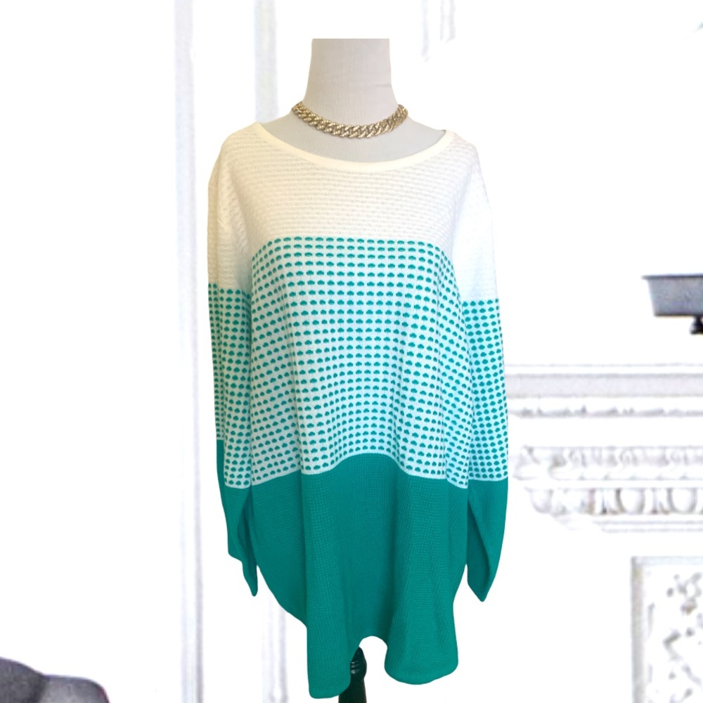Cj banks Color block Waffle sweater